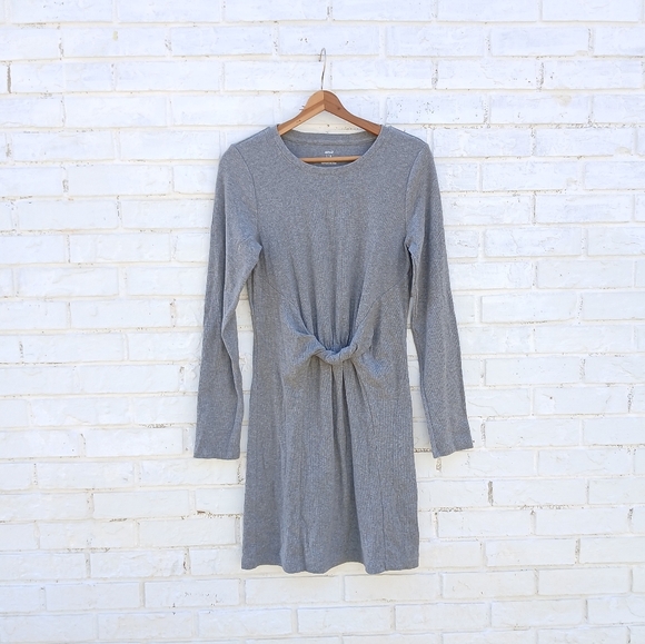 Aerie Ribbed Twist Front Dress Large Gray - Picture 3 of 7